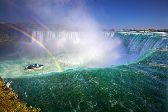 Double Rainbows on the Edge of Horseshoe Falls at Niagara Falls