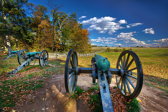 Civil War Cannons on Seminary Ridge, beginning of Pickett's Charge - Gettysburg