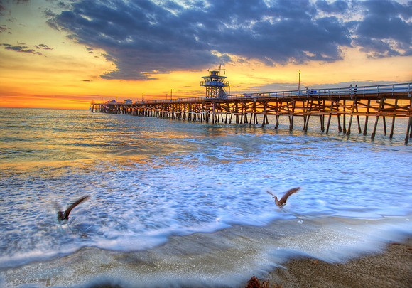 Taking Off - San Clemente Pier at Sunset