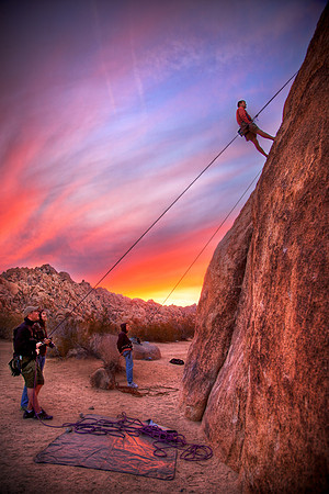 Joshua Tree Rock Climbing at Sunset