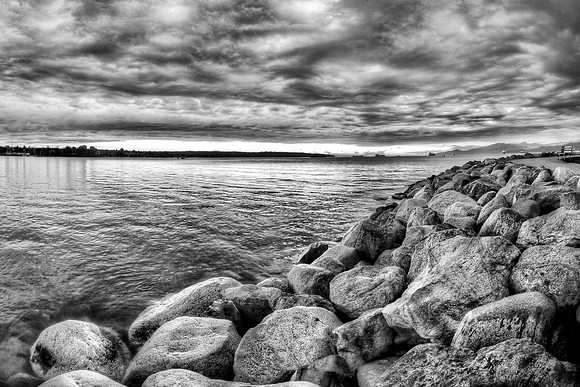 Rocky Seascape - Black & White HDR