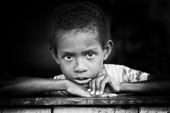 Portrait of a Papuan Boy - Black & White