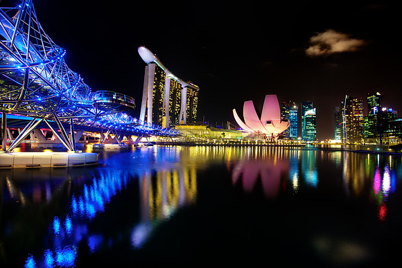 Singapore Marina Bay: Helix Bridge, Marina Bay Sands, ArtScience Museum