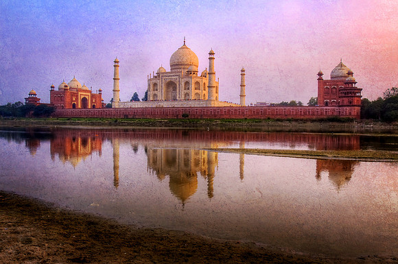 Taj Mahal Reflection, Yamuna River, Textured